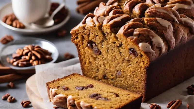 Pumpkin Loaf with Cinnamon Swirl and Pecan Streusel