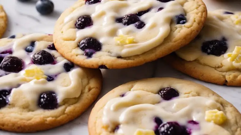 Lemon Blueberry Swirl Cookies with White Chocolate Chunks