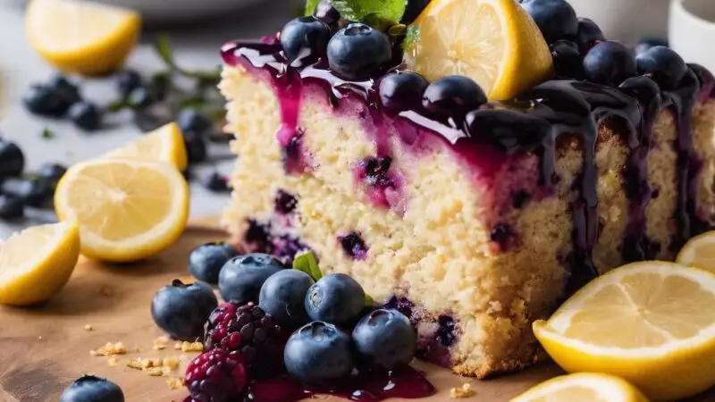 Sun-Kissed Lemon Blueberry Loaf Cake with Crumble Topping