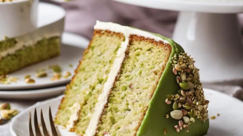 Pistachio Sponge Cake with Buttercream Frosting