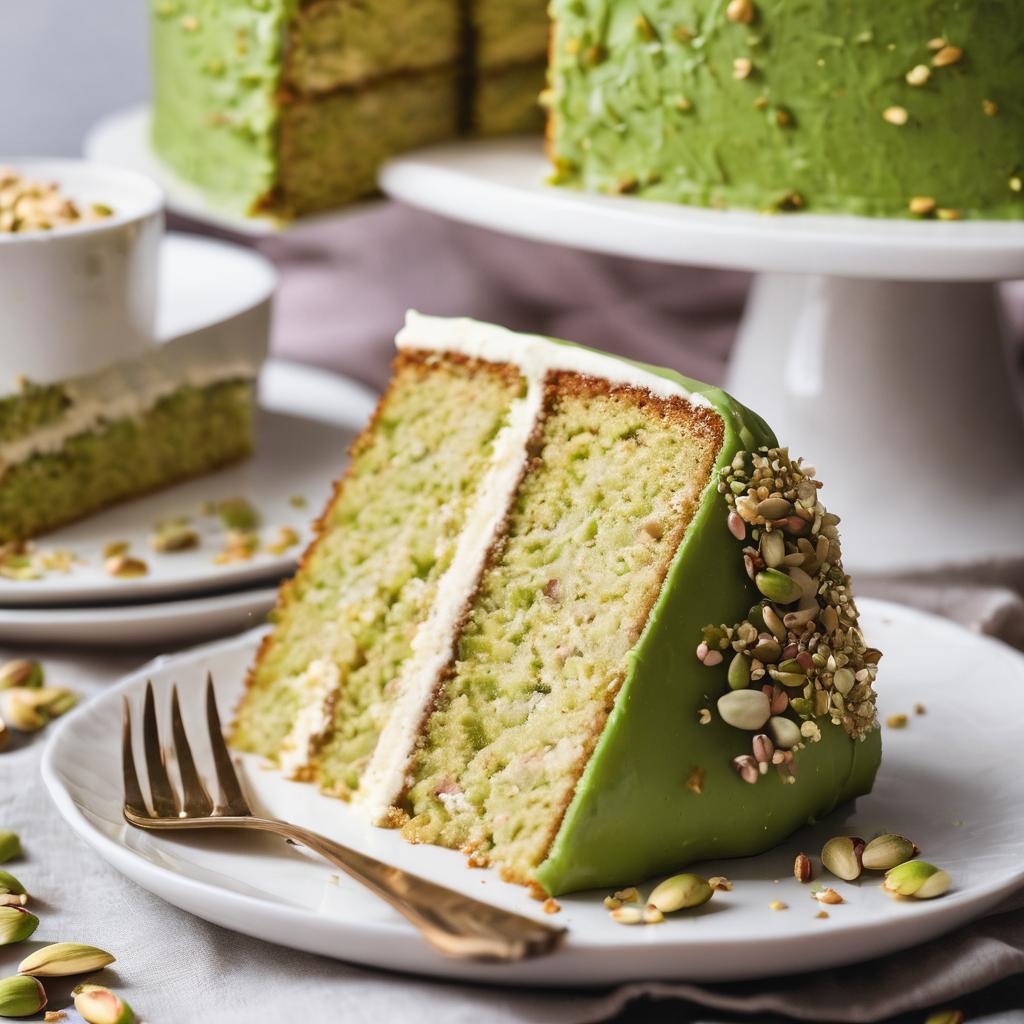 Pistachio Sponge Cake with Buttercream Frosting