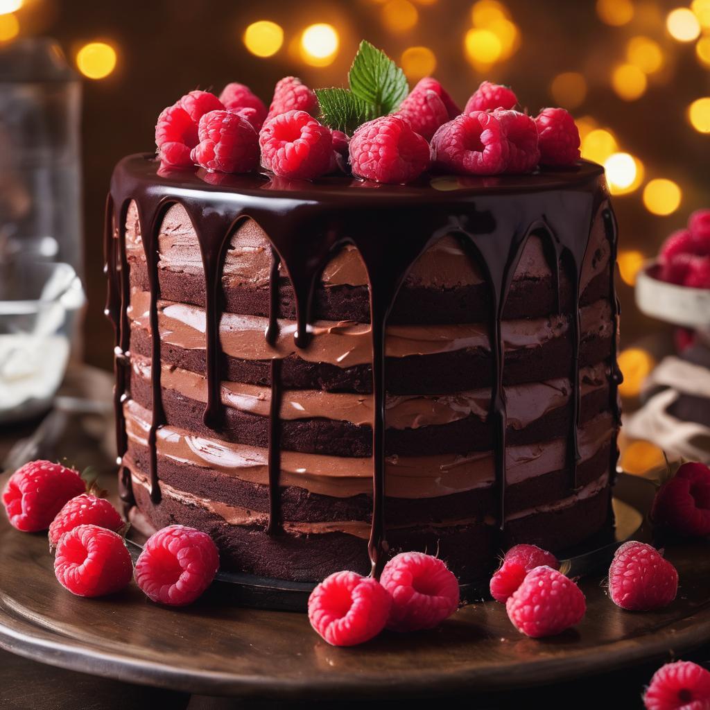 Vegan Raspberry Chocolate Cake with Ganache Glaze