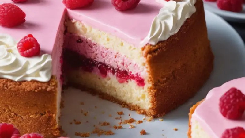 Raspberry Cream Cake with Light Flour Base