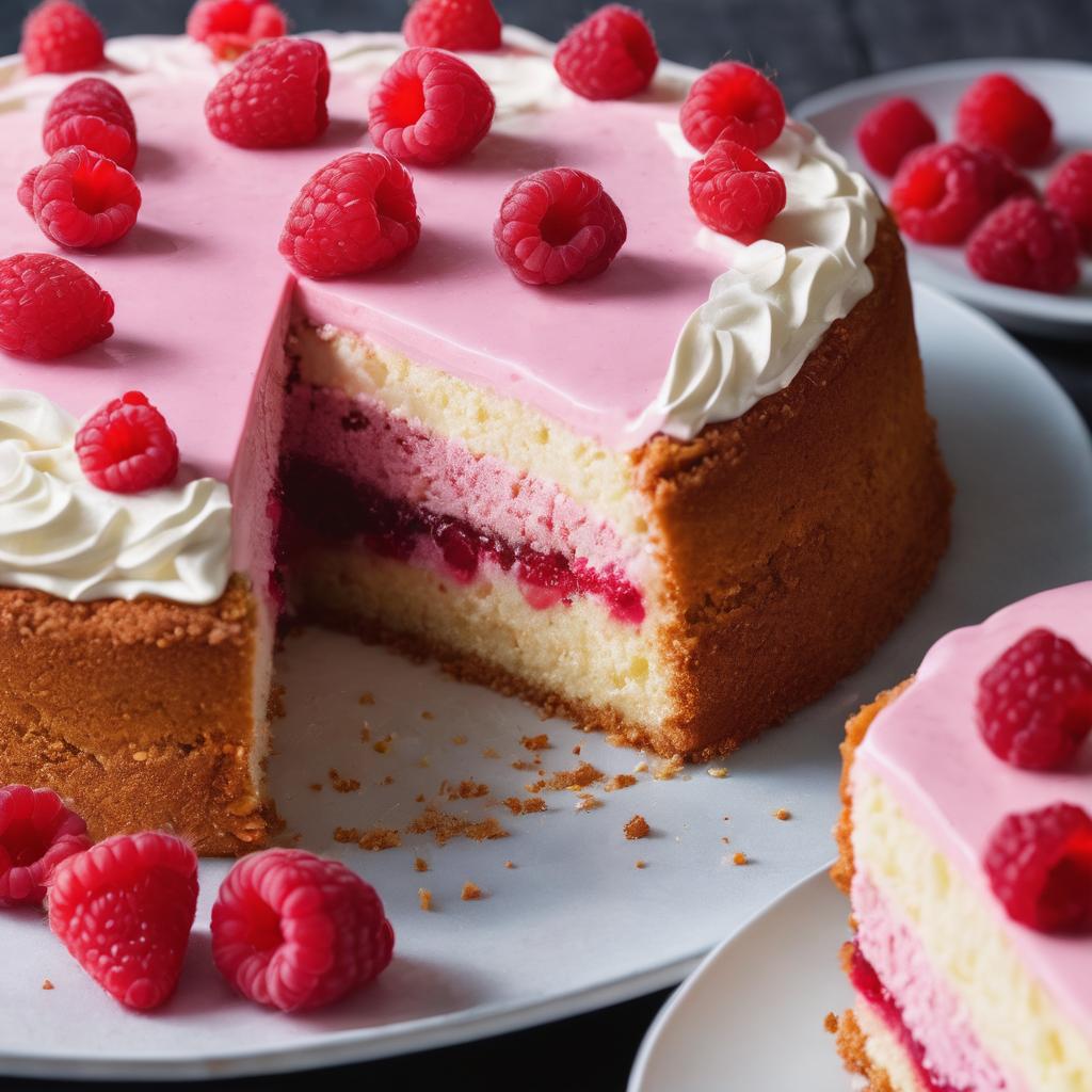 Raspberry Cream Cake with Light Flour Base