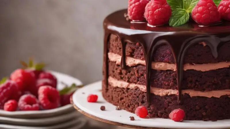 Chocolate Raspberry Cake with Ultra-Light Sponge (Only 3 Tablespoons of Flour!)