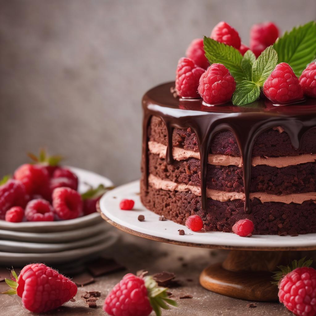 Chocolate Raspberry Cake with Ultra-Light Sponge (Only 3 Tablespoons of Flour!)