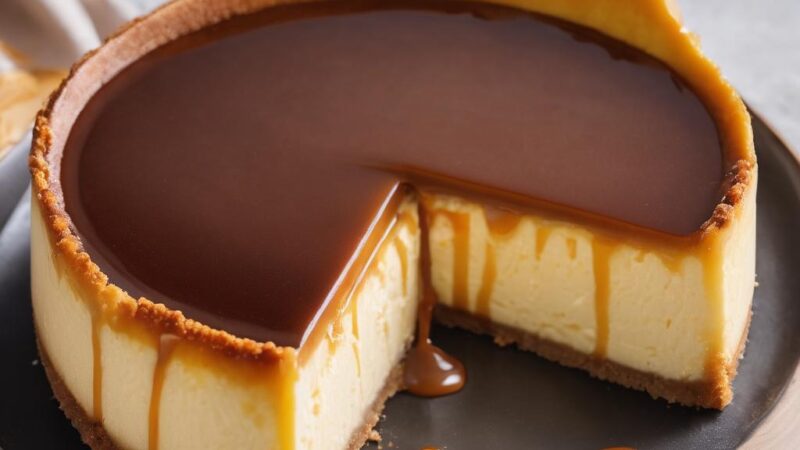 Ultra-Creamy Basque Cheesecake with Salted Caramel Sauce