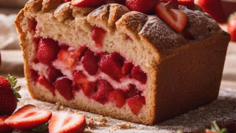 Strawberry Loaf Cake with Sweet Glaze