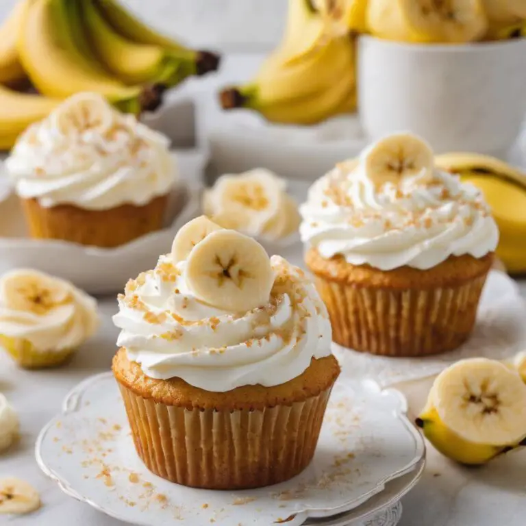 Banana Embrace Cupcakes with Whipped Vanilla Crown