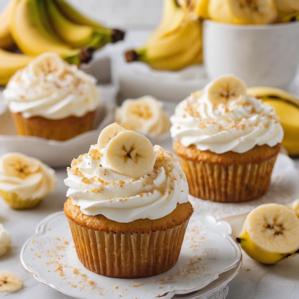 Banana Embrace Cupcakes with Whipped Vanilla Crown