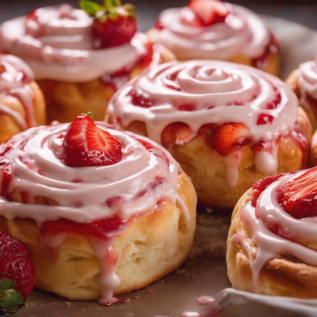 Strawberry Swirl Rolls with Luscious Cream Cheese Drizzle