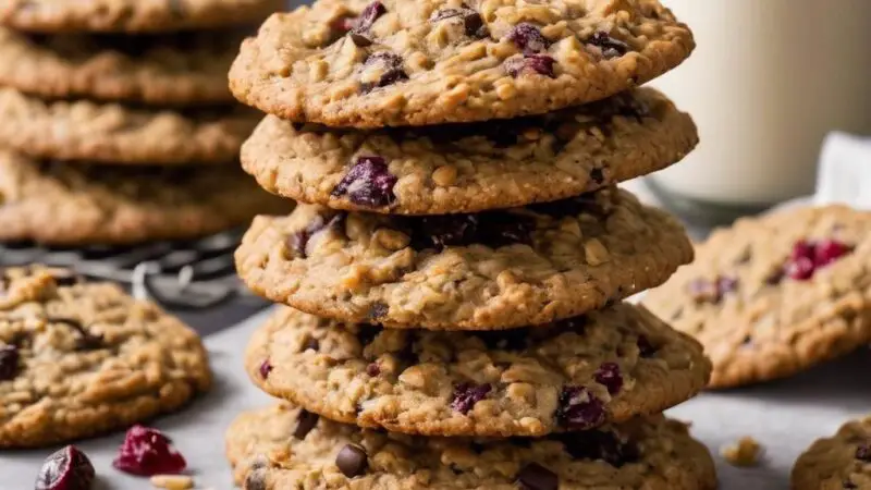 Golden Brown Butter Oatmeal Cookies with Craisins and Dark Chocolate