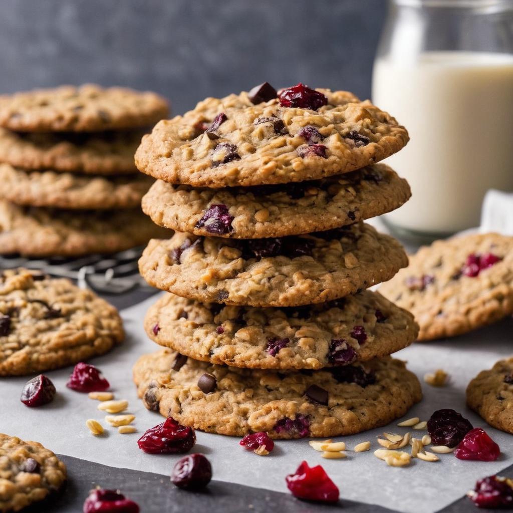 Golden Brown Butter Oatmeal Cookies with Craisins and Dark Chocolate