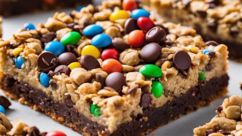 Salty-Sweet Peanut Butter M&M Cookie Squares