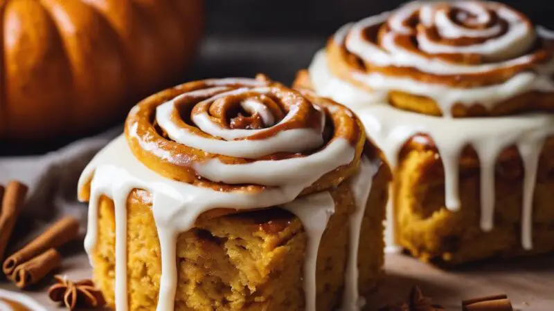 Autumnal Pumpkin Cinnamon Rolls with Cream Cheese Glaze