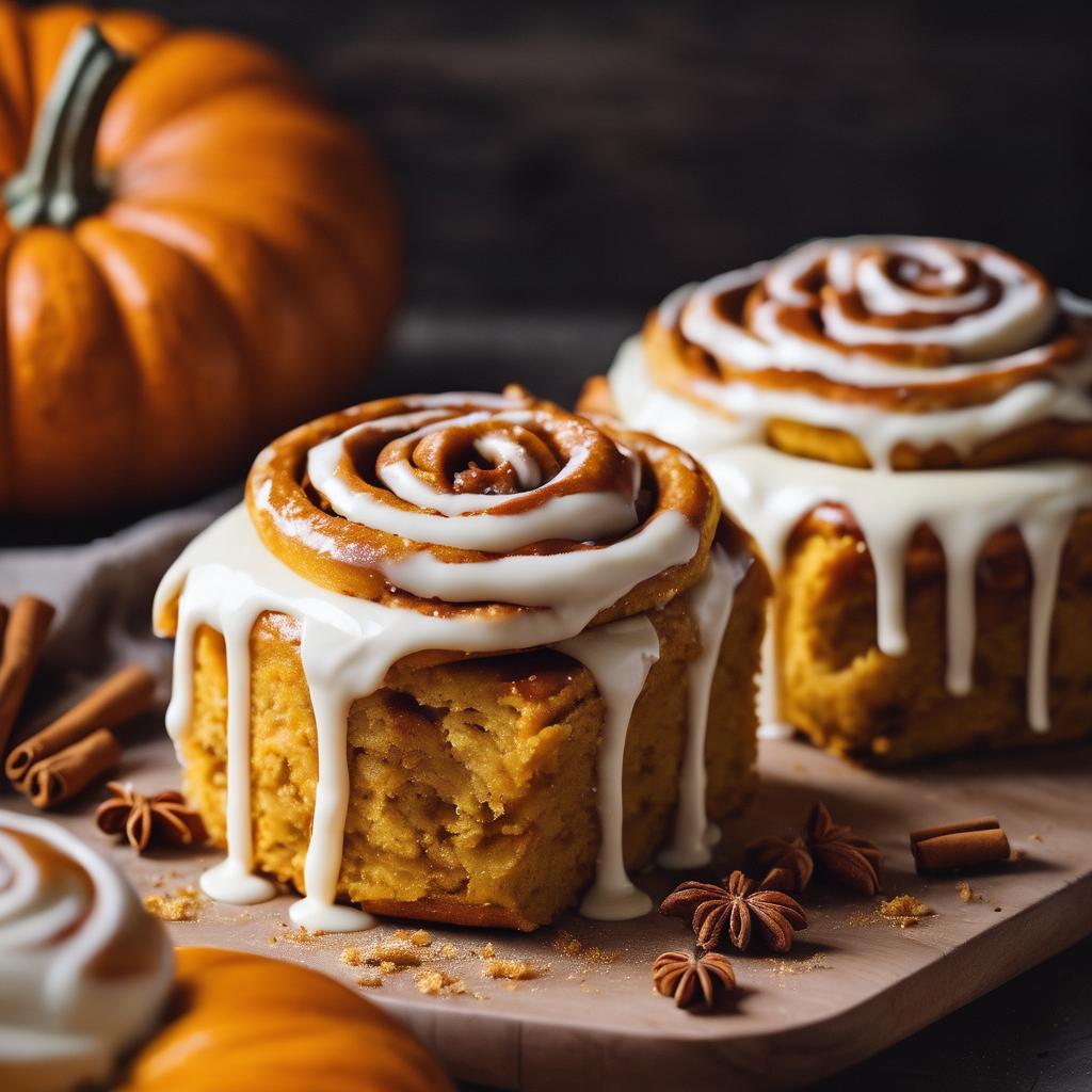 Autumnal Pumpkin Cinnamon Rolls with Cream Cheese Glaze