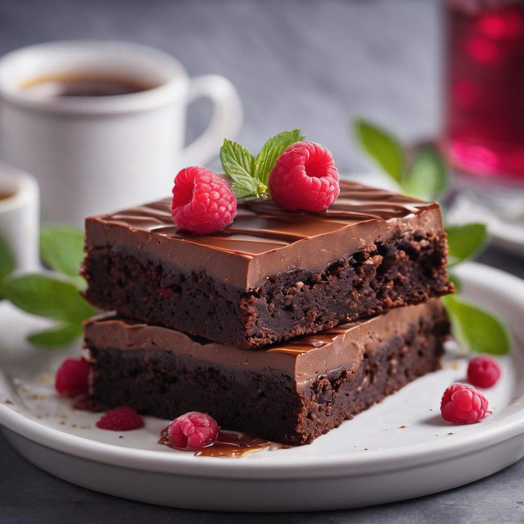 Olive Oil Fudge Brownies with Raspberry Balsamic Glaze