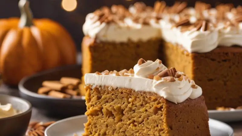 Pumpkin Spice Snack Cake with Pumpkin Whipped Honey Cream Cheese Frosting