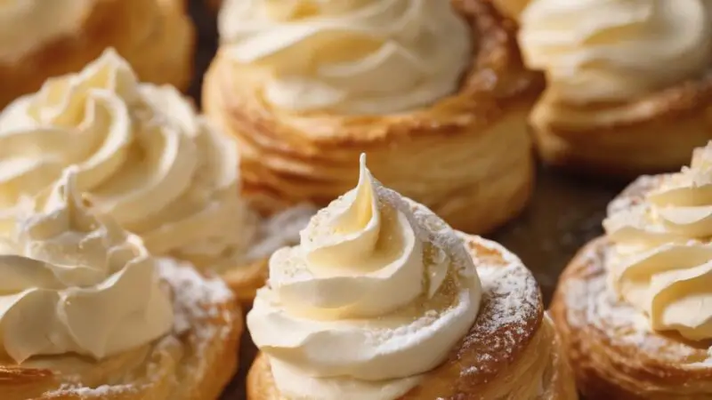 Elegant Puff Pastry Cream Horns