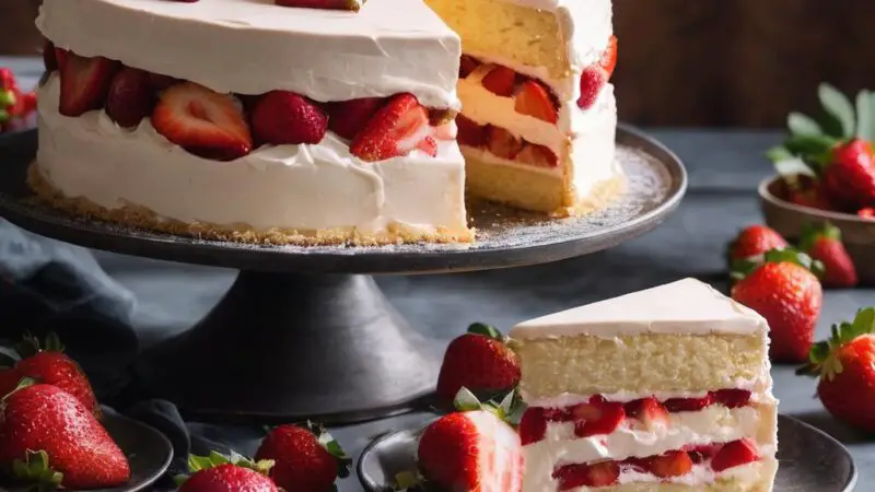 Luscious Strawberry Cream Cake