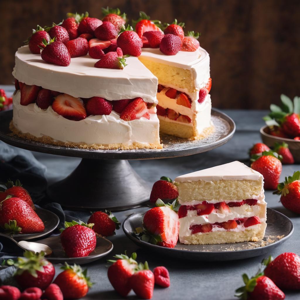 Luscious Strawberry Cream Cake