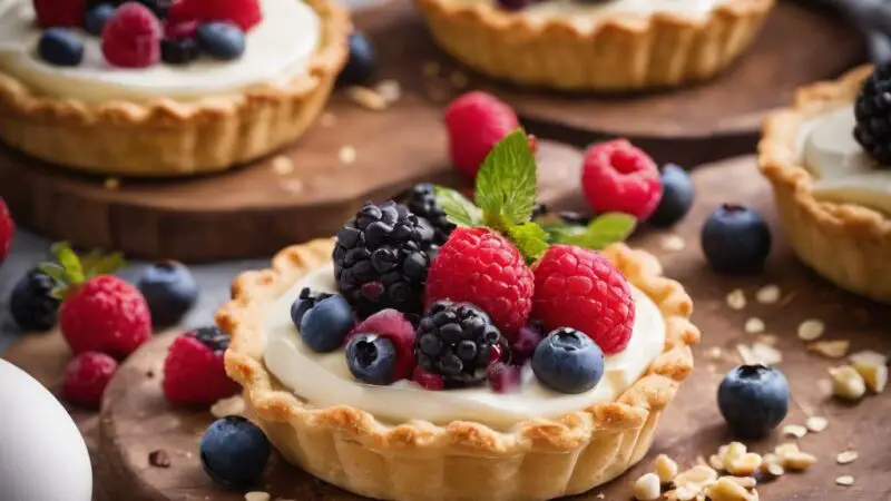 Elegant Vanilla Cream Tartelettes with Nuts and Berries