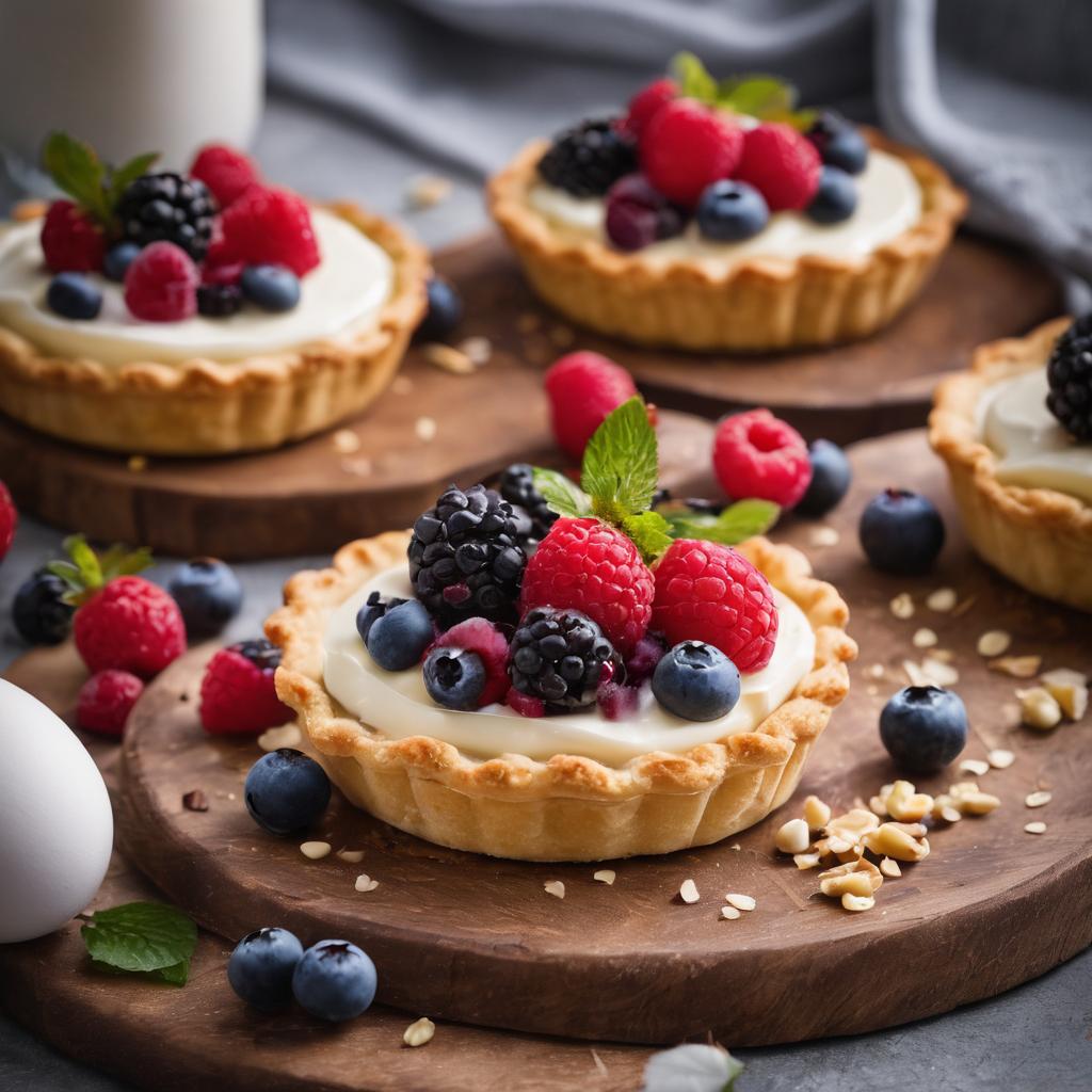 Elegant Vanilla Cream Tartelettes with Nuts and Berries