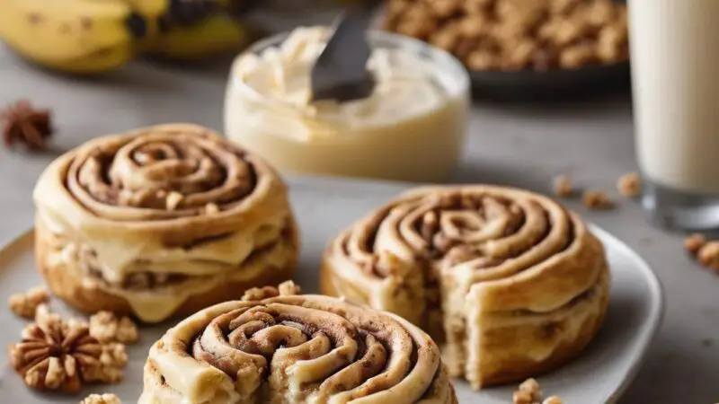 Banana Cinnamon Rolls with Crunchy Topping