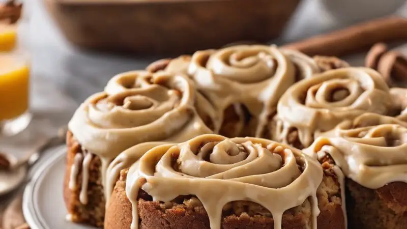 Banana Bread Cinnamon Rolls with Peanut Butter Frosting