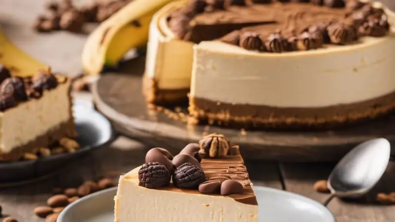 Peanut Butter Cheesecake with Banana Cocoa Crust