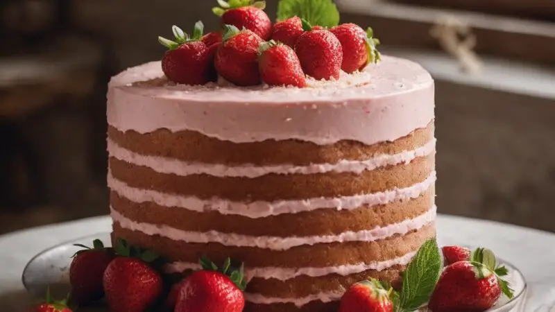 Strawberry Kefir Cake with Strawberry Frosting