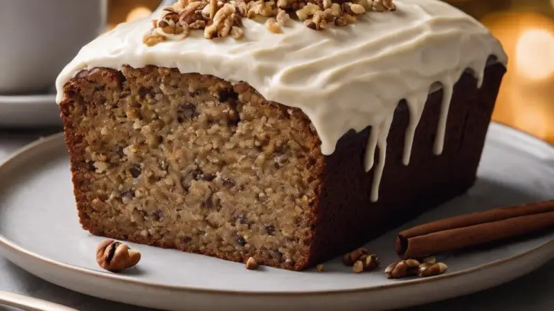 Coffee Walnut Loaf Cake with Coffee Cream Cheese Frosting