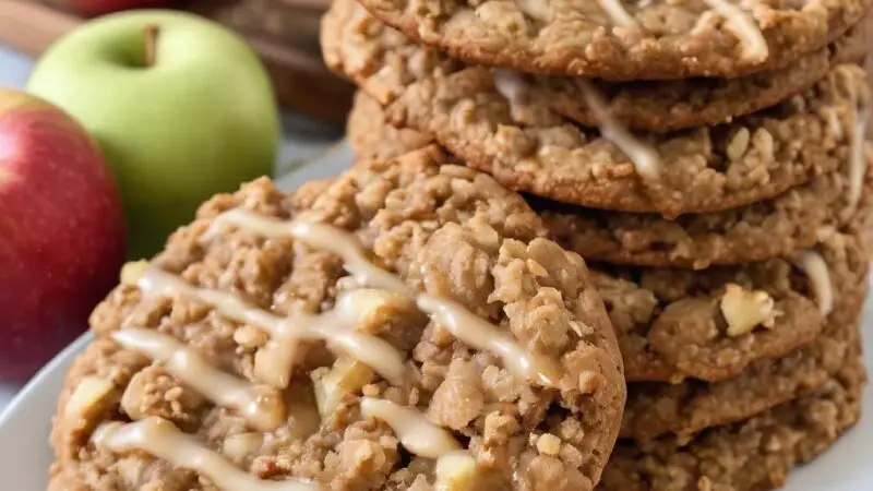 Spiced Apple Oatmeal Cookies with Sweet Glaze