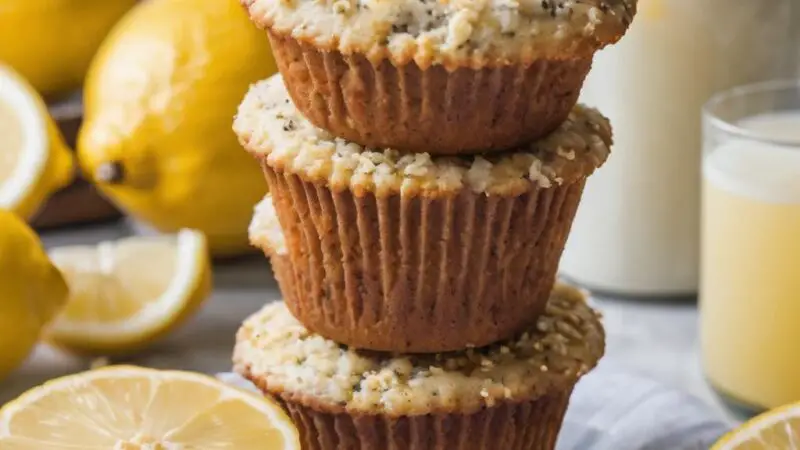 Lemon Poppyseed Muffins with Streusel Topping and Lemon Glaze