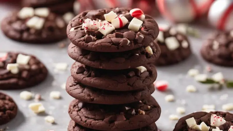 Chocolate Peppermint Cookies with White Chocolate Chips