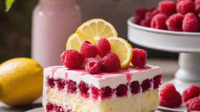 Lemon Cake with Raspberry Swirl Frosting