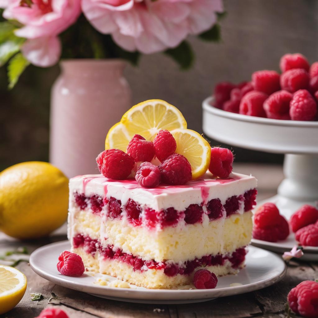 Lemon Cake with Raspberry Swirl Frosting