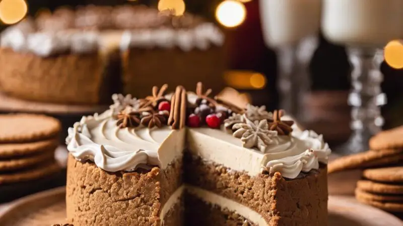 Spiced Vegan Cheesecake with Ginger Nut Crust and Coconut Cream