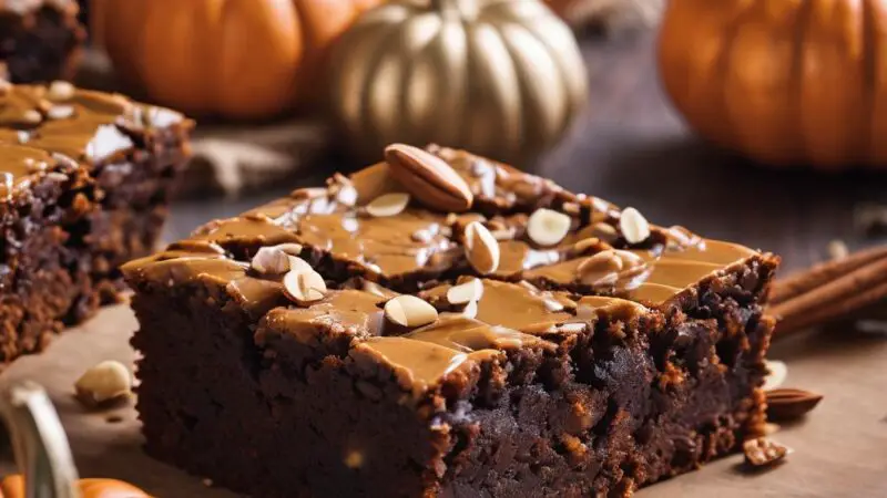 Pumpkin Spice Vegan Brownies with Almond Butter and Dark Chocolate