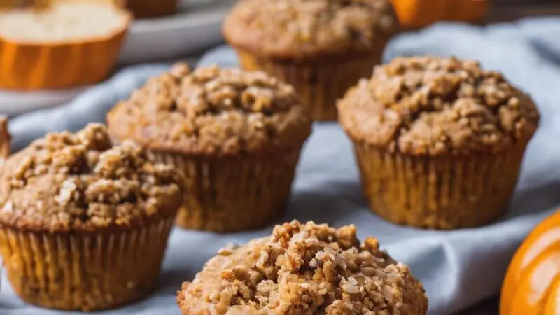 Pumpkin Spice Vegan Muffins with a Sweet Streusel Topping and Maple Icing