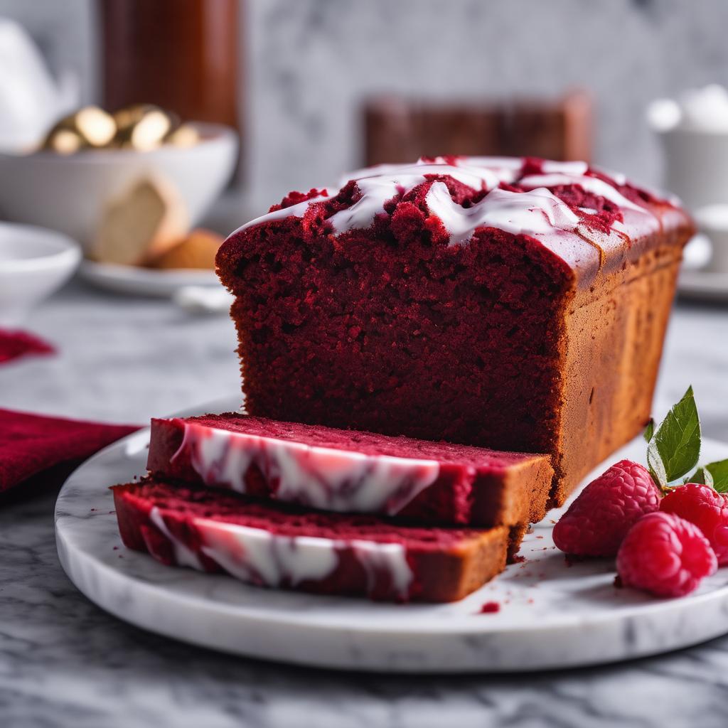 Festive Red Velvet Marble Loaf Cake with Vegan Cream Cheese Icing