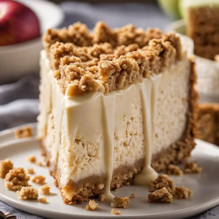 Heavenly Spiced Apple Cheesecake with a Crispy Cookie Base and Oat Crumble