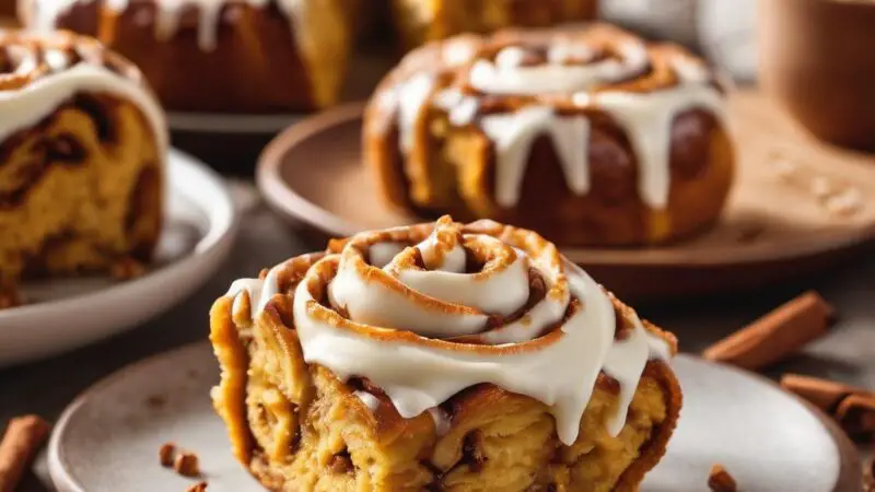 Pumpkin Spice Cinnamon Rolls with Cream Cheese Frosting