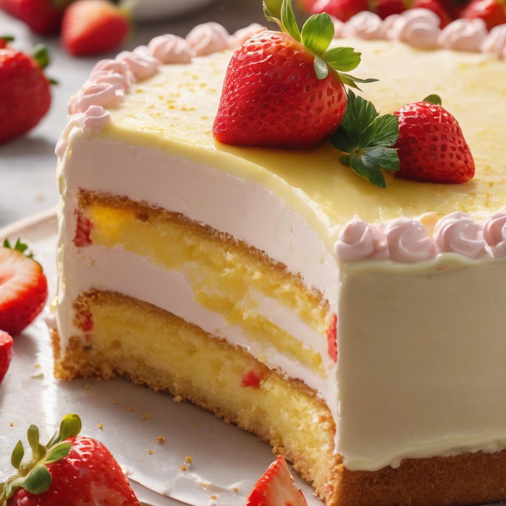 Sunny Strawberry & Lemon Cream Cake