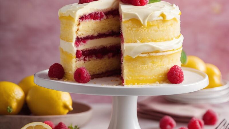 Lemon-Infused Raspberry Layer Cake with Custard Buttercream