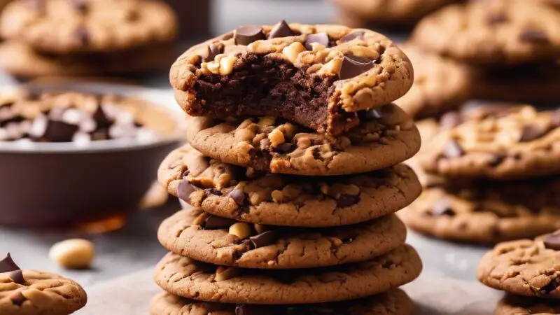 Fudgy Peanut Butter Stuffed Double Chocolate Cookies