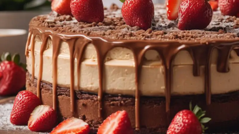 Sumptuous Nutella Cheesecake with Fresh Strawberries