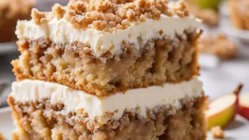 Vegan Apple Crumb Cake with Brown Sugar Cream Cheese Filling