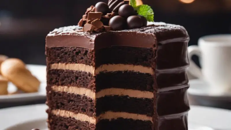 Decadent Chocolate Cake with Pudding Filling and Frosting