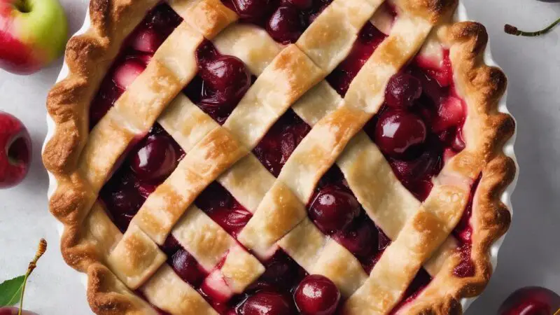 Rustic Apple-Cherry Lattice Pie: A Heartwarming Blend of Sweet and Tart